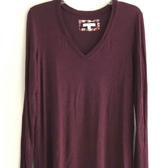 Anthropologie | Pure Good Long Tee Womens Size S Red Tunic V-neck Long Sleeve - Picture 4 of 12